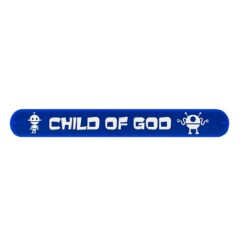 Slap Bracelet “I am a Child of God” Robot Blue C41B