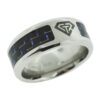 J197 Super CTR Silver Stainless steel ring with blue carbon fibe