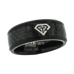 J198 Super CTR Black Stainless Steel Ring with Black carrbon fib