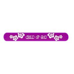 Slap Bracelet “I am a Child of God” w/Flowers Purple C41